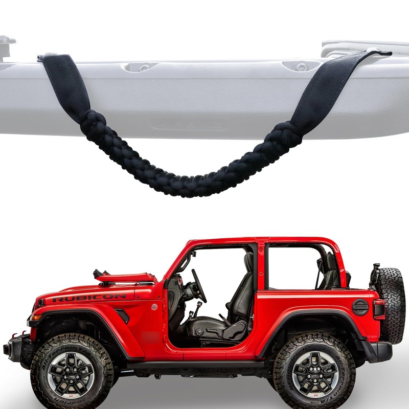 BESTAOO 2 x Roll Bar Grab Handles Front Paracord Grip