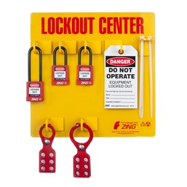 Zing Green Products 7113 RecycLockout 3-Padlock Lockout Tagout Board Station, 11 x 11 x 1.75 Inch, Yellow