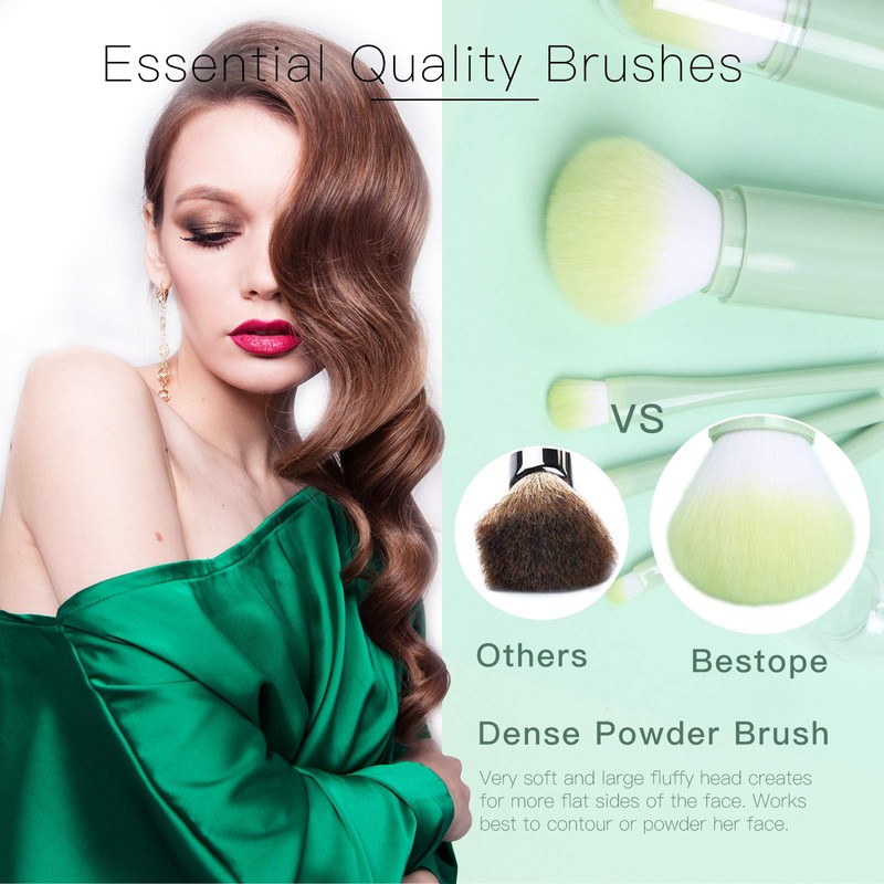 Mini Makeup Brush Travel Set - Green 4 in 1
