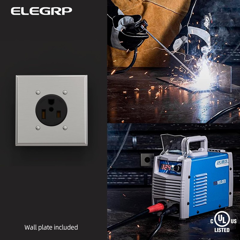 ELEGRP 50 Amps 250V Flush Mounting Power Outlet, NEMA 6-50R