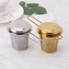 hgfcdd Premium Edelstahl-Teesieb mit Doppelgriffen und Deckeln (Gold)
