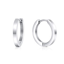 BIYONGDE Mens Womens Circle Huggie Hinged Hoop Earrings, Stainless Steel, Minimalist, Classic