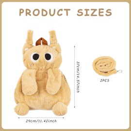 Quahzify Brown Cartoon Backpack, Cute Kitten Animal Cat Plush Shoulder Bag, Cartoon Plush School Bag, Cat Shape Plush Backpack for Children and Adults, d'Alene to