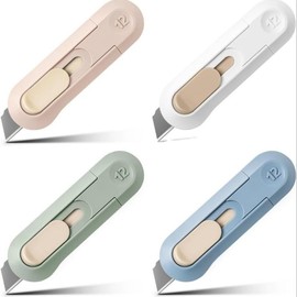 Retractable Box Cutting Knife, 1 Count/4 Counts Utility Knife for Office Home Use, Portable Multifunctional Stationery, Home Essentials Cutting Supplies for Unwrapping Parcels and Paperboard:_Pink*1 Count_one-size