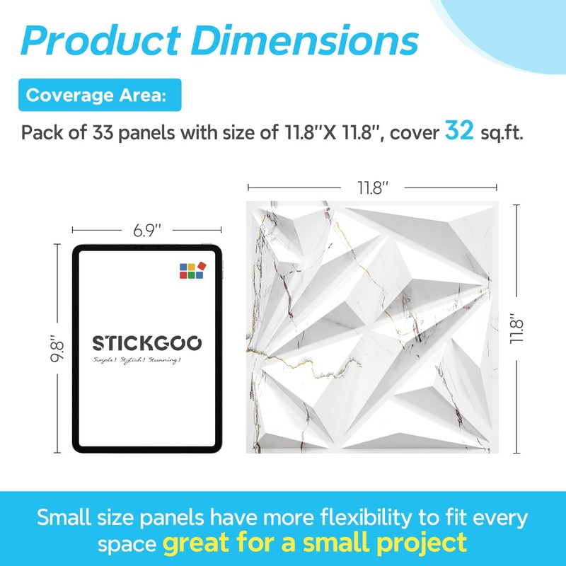 STICKGOO 33 Pack 3D Wall Panels for Interior Wall Decor,
