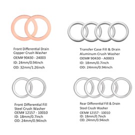 Belleone 12pcs Transfer and Differential Fill/Drain Plug Gaskets Compatible with Toyota Lexus 4Runner, Replace # 90430-18008 12157-10010 90430-24003