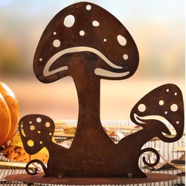 Rostikal Herbstdeko Pilze 15 cm Gartendeko Rost Balkon Deko Pilz Garten Tischdeko Herbst