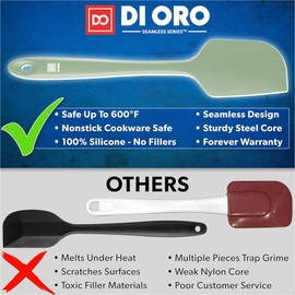 DI ORO Espátula de silicona a °C °C °C resistente al calor de goma para hornear, raspar y mezclar, utensilios de cocina antiadherentes sin BPA, utensilios de cocina flexibles seguros para cocinar, sin