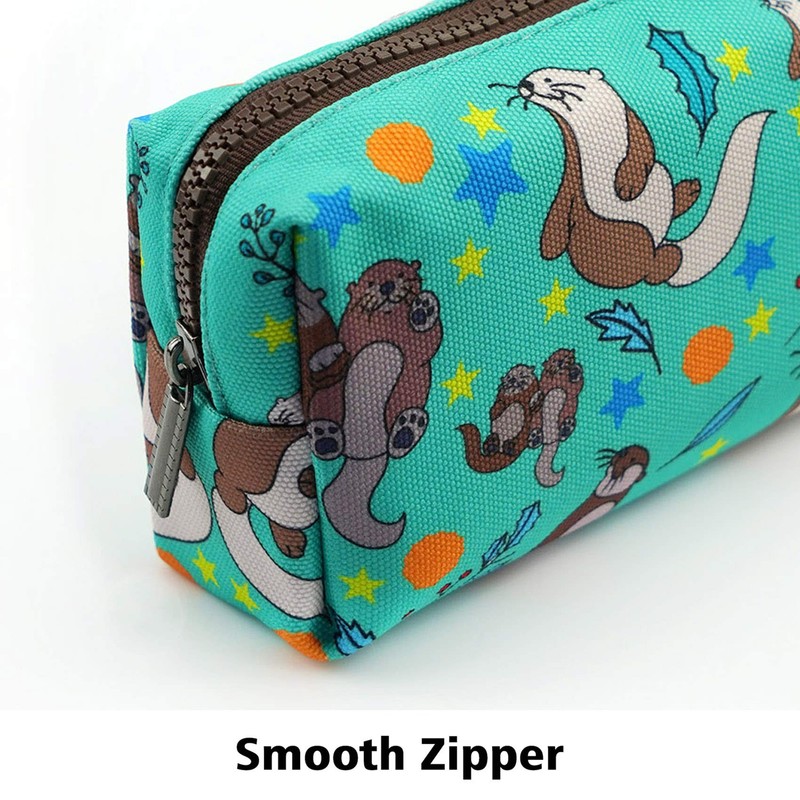 Otters Pencil Case Students Canvas Pen Bag Pouch Stationary Case