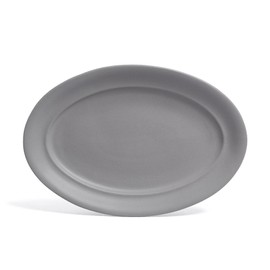 over&back Rim Stoneware Serving Platter - Elegant 1-Piece Oval Serving Platter to Complete Your Kitchen Set - 16" L x 10.8" W Semi-Matte Charcoal
