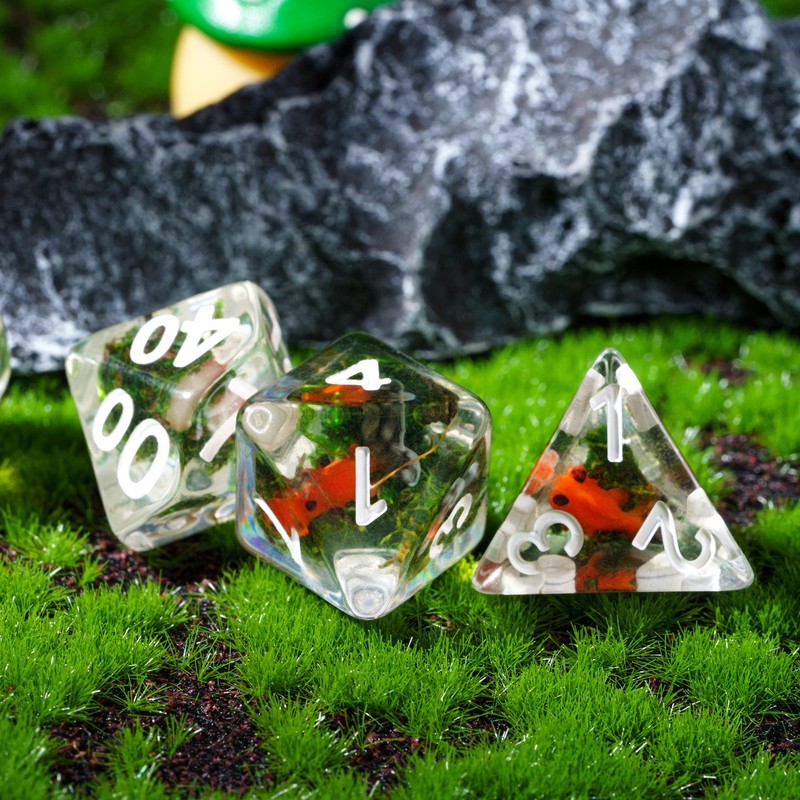 cusdie 7-Die DND Dice, Polyhedral Dice Set Filled with Animal,