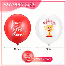 24 Pack Teacher Appreciation Balloons Thank You Balloons 12 Inch Red and White Teacher Balloons Teacher Appreciation Gifts Appreciation Decoration Party School Office Classroom Decor 8 Designs