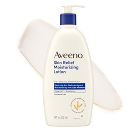 Aveeno Loción Hidratante de Alivio para la Piel Sana Piel Muy Seca y Sensible, Loción Corporal de Absorción Rápida con Fórmula Calmante de Triple Aven