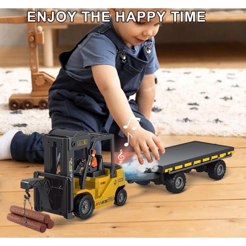 KNACKTOYZ Remote Control Forklift with Flatbed Truck, 11 Channel RC