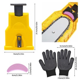 Chainsaw Sharpener Jig, Universal Chainsaw Teeth Sharpener, Fast Chain Saw Sharpener Tool, Chainsaw Sharpening Kit with 5 Pcs Stone Grinder Sharpening Tools for 12-22 Inch Two Holes Chain Saw