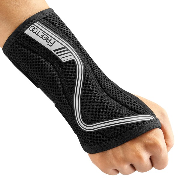 FREETOO Wrist Support S-shaped support for Arthritis, Adjustable Day Night Carpal Tunnel Wrist Splint for Men Women RSI, Sprain, Fracture Wrist Brace （Gray-Medium-Right）