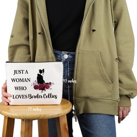 VAMSII Border Collie Lover Gift Woman Loves Border Collies Makeup Bag Border Collie Mom Cosmetic Bag Border Collie Owner Gift (Woman Loves Border Collies M c)