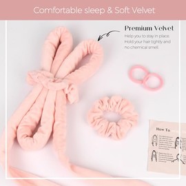 Rizadores de pelo sin calor para dormir, para mujeres, para cabello largo, diadema (rosa)