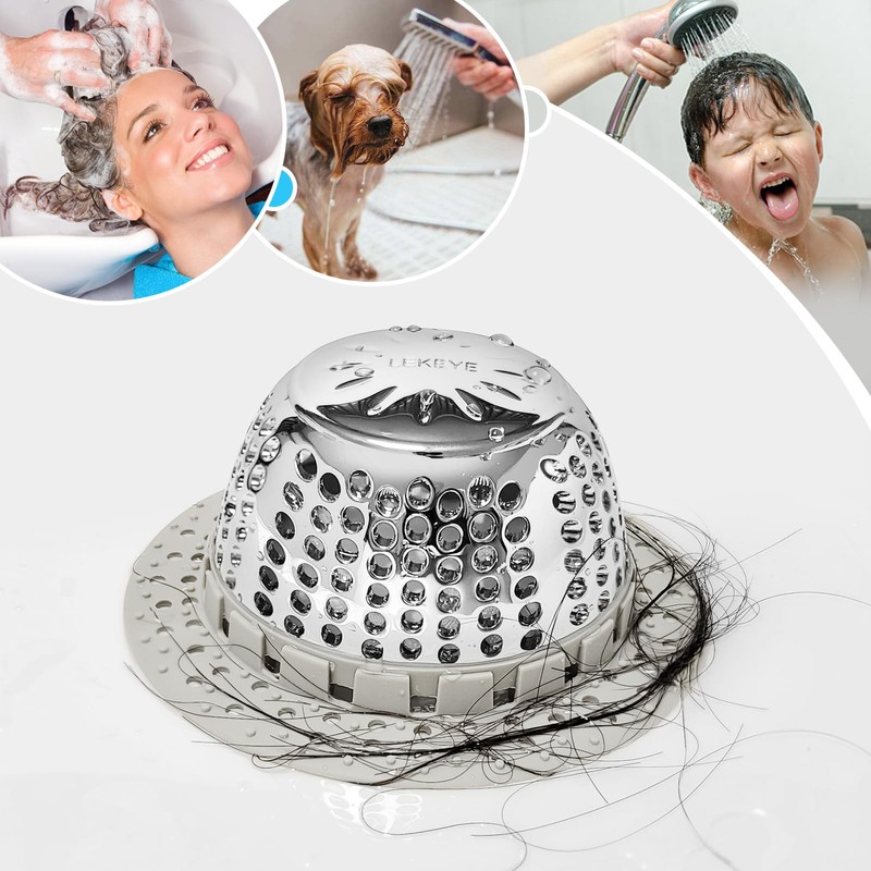 LEKEYE Shower Drain Hair Catcher/Shower Drain Cover/Drain Protector for Pop-Up