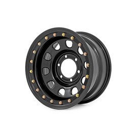 Rough Country Steel Simulated Bead Lock Wheel 17x9 | 6x5.5 | -12mm Offset | 4.25 Bore | Black Color Painted (17 x 9. inches /6 x 5 inches, -12 mm