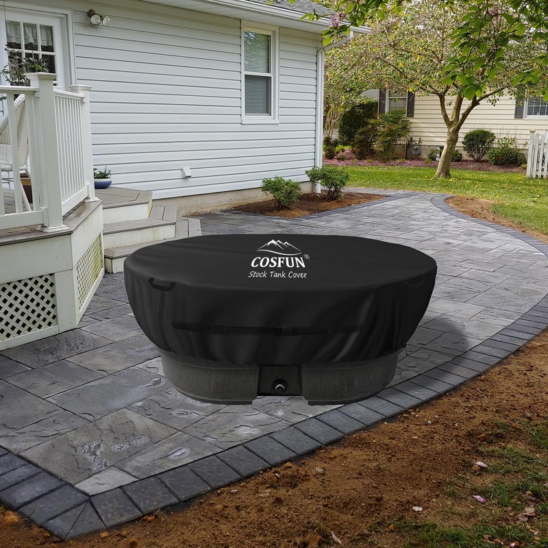 COSFUN 100 Gallon Oval Stock Tank Cover,Waterproof Dust Proof Anti-UV