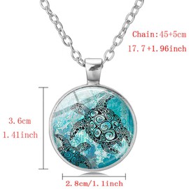 Yienate Long Chain Time Gemstone Necklace Chains Creative Sea Turtle Pendant Vintage Amber Necklace Sweater Necklace Gift Jewellery for Women and Girls