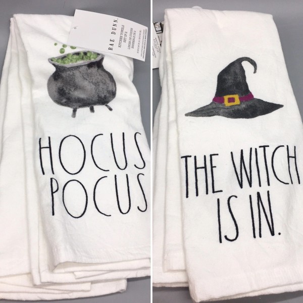 Rae Dunn 2pc Rae Dunn Halloween HOCUS POCUS WITCH IS