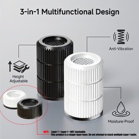 Round Anti Vibration Pads for Washing Machine, Stackable 1.1/2.3/3.5 Inch Heightening Support for Washer Dryer Furniture Legs, Shock Absorbing Noise Reducing Rubber Floor Protectors(Black 4 Pack)