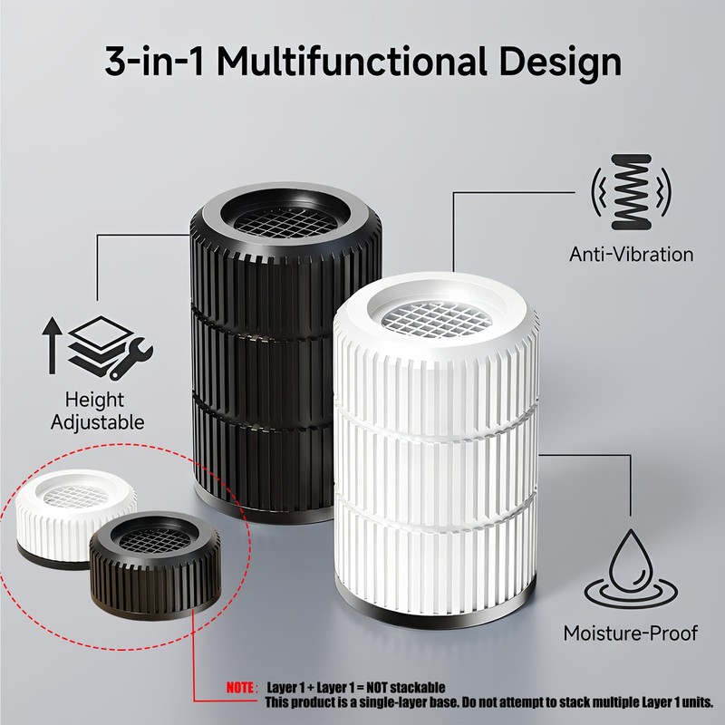 Round Anti Vibration Pads for Washing Machine, Stackable 1.1/2.3/3.5 Inch