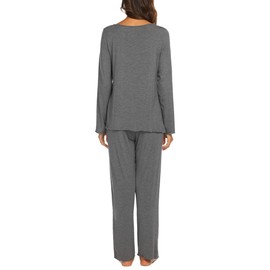 Ekouaer Women's Pajama Set Long Sleeve Pj Sets Two Piece Loungewear Soft Pajama Top and Pants Pjs Sleepwear Gray
