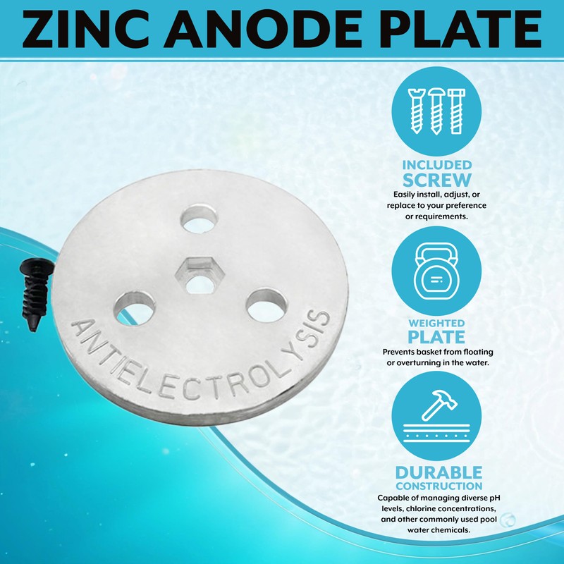 Poolzilla Zinc Anode Plate - 2 Pack, Keep Your Skimmer