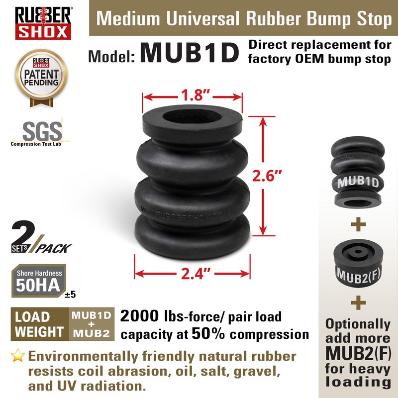 RubberShox Modular Universal Rubber Bump Stop for Light Truck/SUVs |