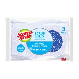 Scotch-Brite Scrub Dots Non-Scratch Scrub Sponge, Everyday Cleaning Power. Rinses Clean, 24 Scrub Sponges