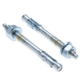 M10 Heavy-Duty Concrete Anchor 10 mm x 145 mm Through Bolt for 70 mm Thickness Fixture, Threaded Stud Screw, Galvanized Wedge Anchor with Washer, Nut, Depth Marking, and Expansion Cone, Pack of 6