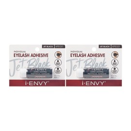 i-Envy Semi-Permanent Lash Glue Adhesive for Individual Cluster Lashes & Lash Extension, Waterproof Strong Hold, Long-Lasting Up to 2 Weeks, Latex-Free, Perfect for Sensitive Eyes (Black, 2 Pack)