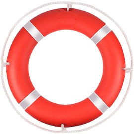 Life Ring, 23" Boat Safety Throw Rings, Life Preserver Ring with Reflective Tape, Orange