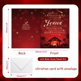 HOWAF Christian Christmas Cards, Jesus Christmas Cards Christian Cards Religious Christmas Card, with Bible Verse Isaiah 9:6 Christian Bookmarks Bible Bookmarks Religious Gifts for Christian Gifts