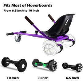 Hoverboard Seat Attachment for Self Balancing Scooter, Go Kart Conversion Kit with Adjustable Frame, Hover Board Accessories for Kids Adults, Wide Chair, Easy to Control, Fits 6.5'' 8'' 10'' (Purple)