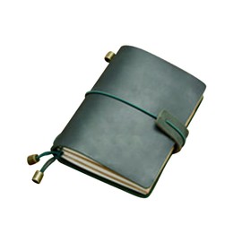 CAXUSD Cowhide Leather Diary Journal Passport Shape Horizontal Line Checkered Blank Travelers Notebook Writing Notepad Vintage Design