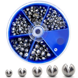230pcs Fishing Weights Sinkers - Split Shot Fishing Weights Kit, 5 Size Round Removable Lead Fishing Weights, 1 Round Box Set Fishing Sinkers for Freshwater Saltwater(Blue Box) (230Pcs)