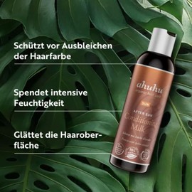 ahuhu SUN After Sun Conditioning Milk (200ml) - Feuchtigkeitsspendende Haarspülung mit Bio-Kokoswasser und Litschi-Extrakt zum Schutz vor Chlor-, Salz- und Sonnencremerückständen, vegan