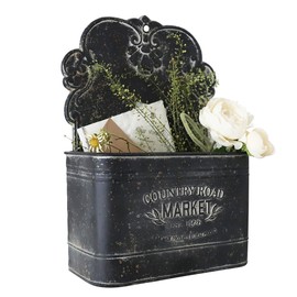 All Chic Black Metal Wall Planter - Outdoor Indoor Hanging Rustic Mount for Farmhouse Decor
