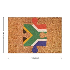 DecStic South Africa Flag Puzzle Coir Door Mat Doormats Thick Durable Non Slip Waterproof Farmhouse Doormat Decorative for Outdoor Entry Porch Patio Apartment Housewarming Gift 24x36in