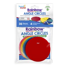 hand2mind Plastic Rainbow Angle Circles for Kids, 7 Different Angles and Degrees, Math Manipulatives for Elementary School, Angle Circle Maker, Geometry Set, Homeschool Supplies (Set of 1)