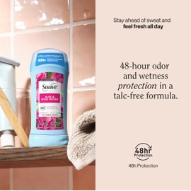 Suave Antiperspirant Deodorant For Women, Invisible Underarm Deodorant, 48hr Odor & Wetness Protection, Aloe & Rosewater, Sensitive Skin Deodorant Solid Stick, 2.6 oz (12 Bulk Pack)