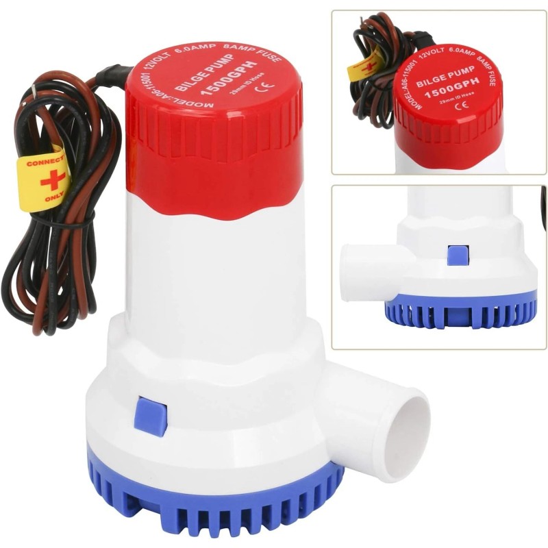 Amarine Made 12V 1500 GPH Boat Bilge Water Pump Electric