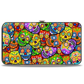 Buckle-Down unisex adults Buckle-down Hinge - Colorful Calaveras Stacked Multi Color Wallet, Multicolor, 7 x 4 US