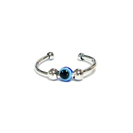 COLORFUL BLING Set Spiral Anxiety Adjustable Evil Eye Bead Spinner Finger Stackable Joint Knuckle Ring Rotate Freely Jewelry Inspirations Fidget Stress Jewelry Turkish Amulet Protection-Bead