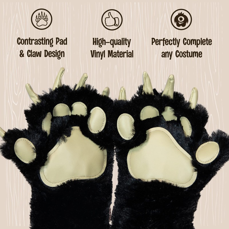Lazy One Animal Paw Mittens for Adults and Kids, Bear,