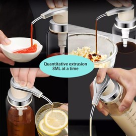 Sauce Pump Dispensers, Coffee Syrup Dispenser, 17oz Glass Bottle with Stainless Steel Pumps, Leak-Proof, Food Grade Pumps for Honey, Syrups, Oil, Condiments, Salad Dressings (2 x Units)